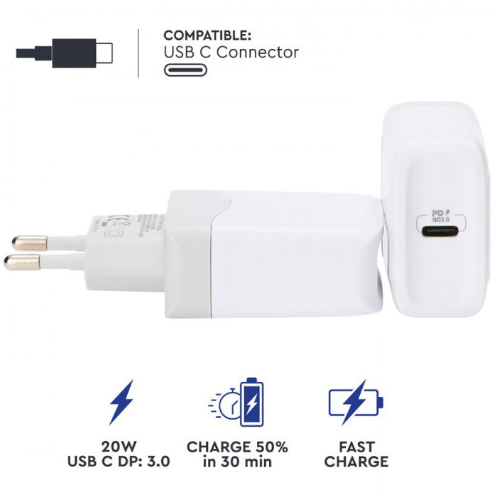 Myway MWACC0005 Cargador de Pared 1xUSB Tipo-C 20W